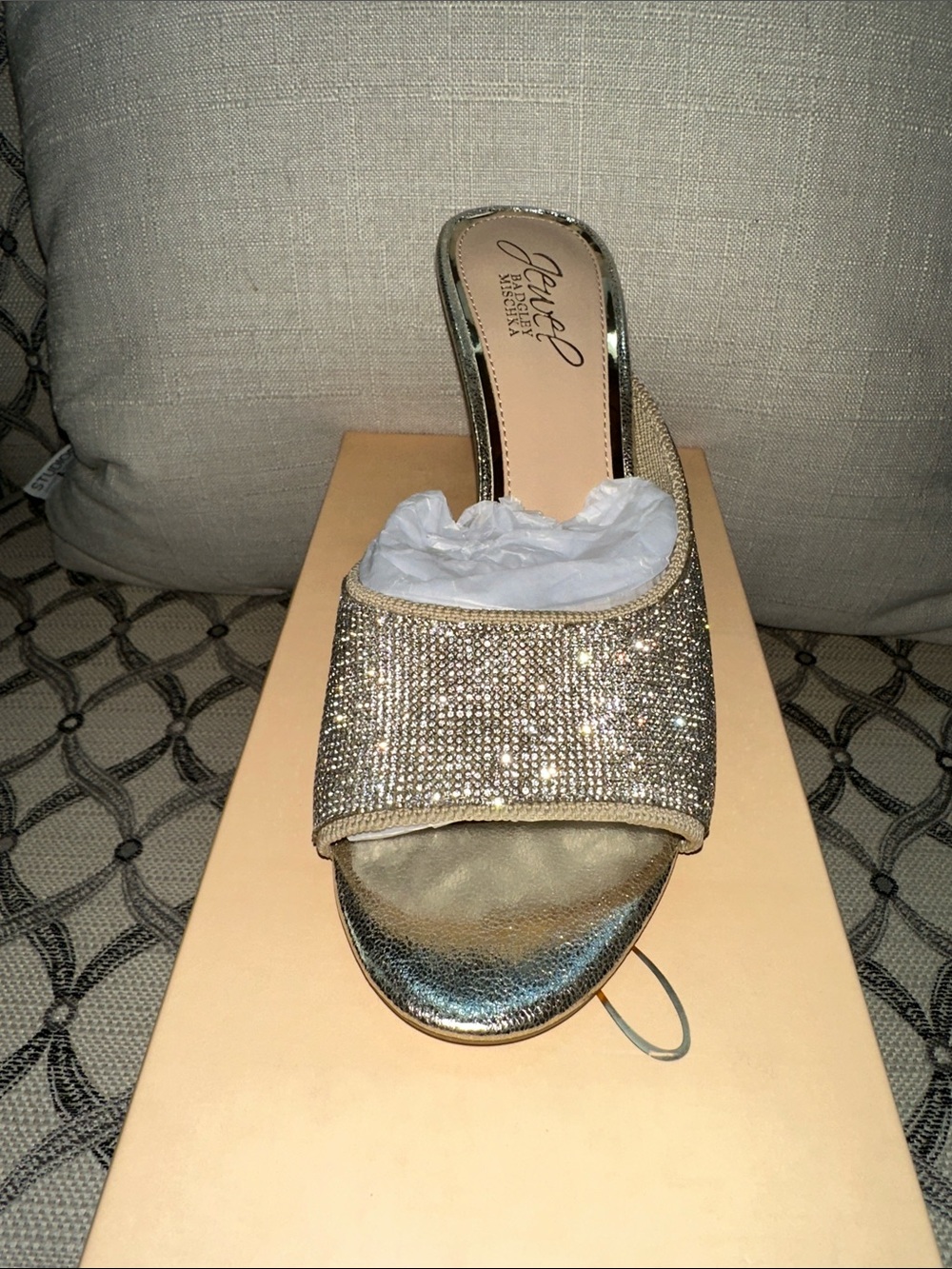 Badgley Mischka Gold Crystal Slide Mule